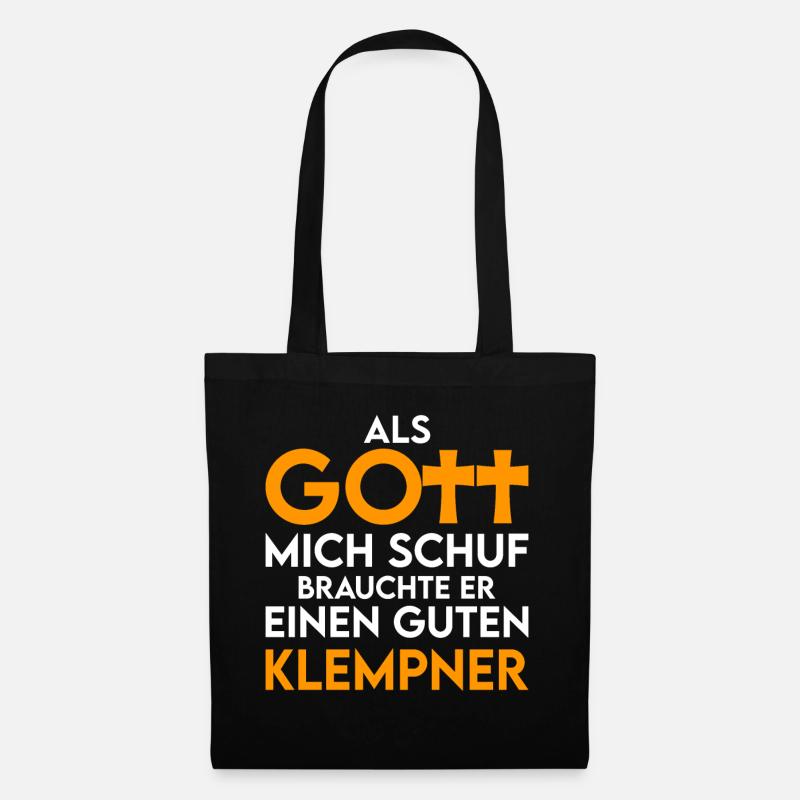 Klempner - als Gott mich schuf - Stoffbeutel - Schwarz