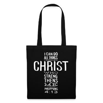 I Can Do All Things Through Christ Geschenk Bibel - Stoffbeutel - Schwarz - Vorne