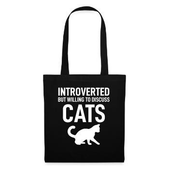 Introverted But Willing To Discuss Cat Funny Pet - Stoffbeutel - Schwarz - Vorne