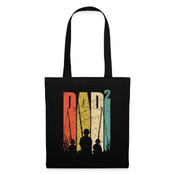 Papa 2 enfants cadeau de pêche double papa - Sac en tissu - noir - Devant