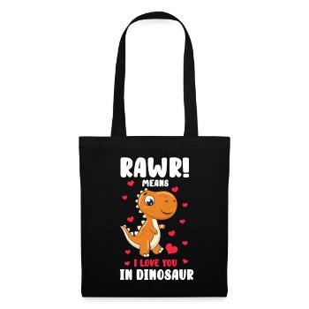 Rawr signifie que je t'aime cadeau de dinosaure Saint Valentin - Sac en tissu - noir - Devant