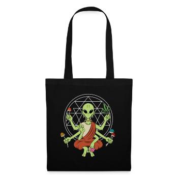Géométrie Champignons Aliens Méditation Psychédélique - Sac en tissu - noir - Devant