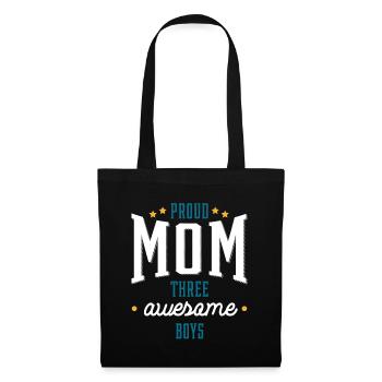 Proud Mom Three Awesome Boys - Cadeau de la fête des mères - Sac en tissu - noir - Devant