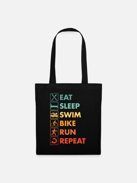 Triathlon Vintage Eat Sleep Swim Bike Run - Stoffbeutel - Schwarz