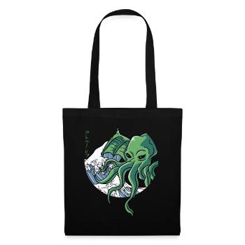 The Great Wave Before Kanagawa Cthulhu Gift - Tote Bag - black - Front