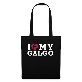 I Love my Galgo Galgos dog with a heart shirt - Tote Bag - black - Front