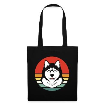 Malamute Schlittenhund - Stoffbeutel - Schwarz - Vorne