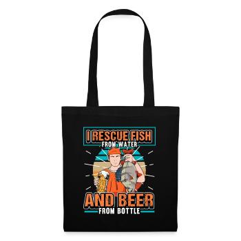Pêche Pêche Buveur de bière Cadeau drôle - Sac en tissu - noir - Devant