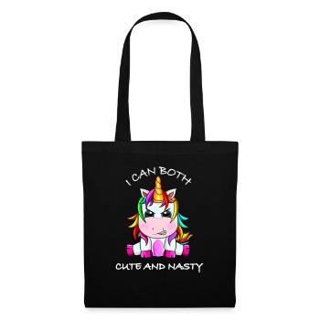Einhorn Geschenk lustiger Spruch - Stoffbeutel - Schwarz - Vorne