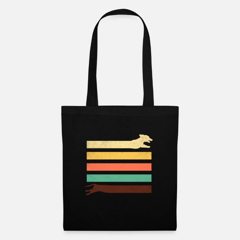 Dackel dachshund Retro Streifen - Stoffbeutel - Schwarz