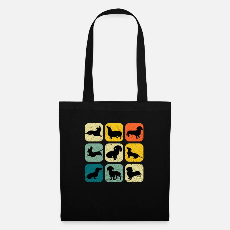 Dackel Dachshund Retro Edition 9 - Stoffbeutel - Schwarz