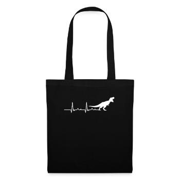 Rythme cardiaque ligne cardiaque dinosaure de fréquence cardiaque - Sac en tissu - noir - Devant