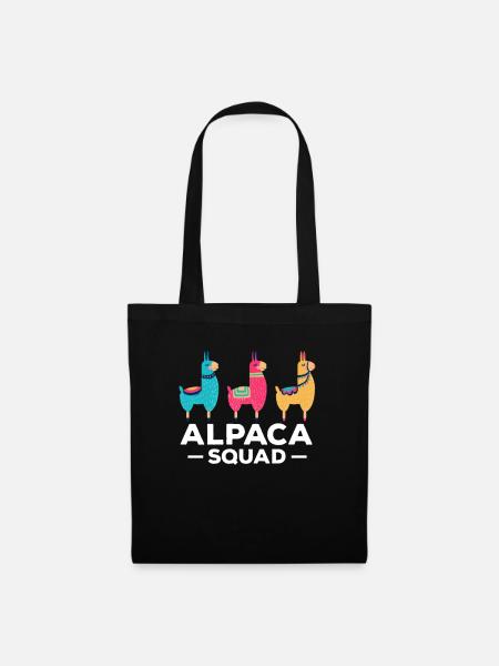 Alpaca Squad Team Alpaka Lama Shirt - Stoffbeutel - Schwarz