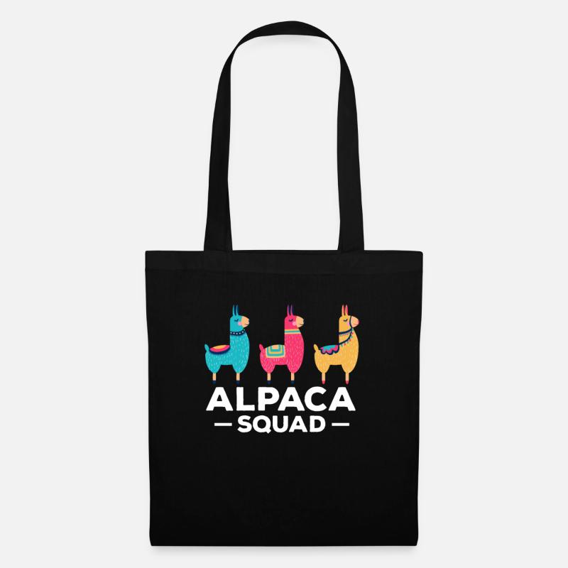 Alpaca Squad Team Alpaka Lama Shirt - Stoffbeutel - Schwarz