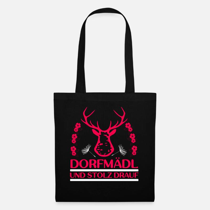 Dorfmädl Dorfmadl Dorfkinder Mit Hirsch - Stoffbeutel - Schwarz