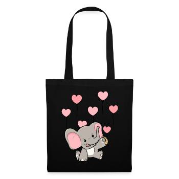Cœurs Ballons Faune Éléphant Bébé Naissance - Sac en tissu - noir - Devant