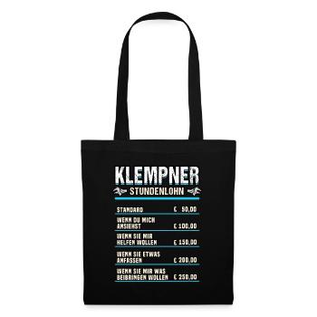 Klempner Handwerker Installateur Spruch Geschenk - Stoffbeutel - Schwarz - Vorne