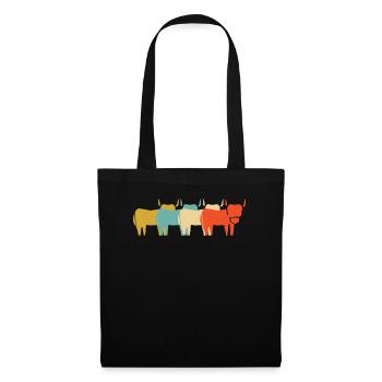 Rétro Vintage Hochland-Rinder - Sac en tissu - noir - Devant