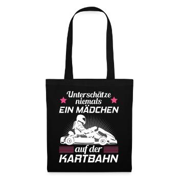 Kart Gokart Kartsport Kartfahrerin Damen Geschenk - Stoffbeutel - Schwarz - Vorne