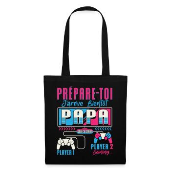 Grossesse Futur Papa Gamers Humour - Sac en tissu - noir - Devant