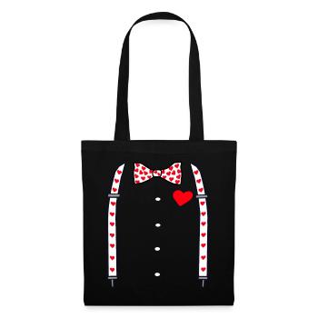 Suspenders with heart bow tie Valentine's day gift - Tote Bag - black - Front