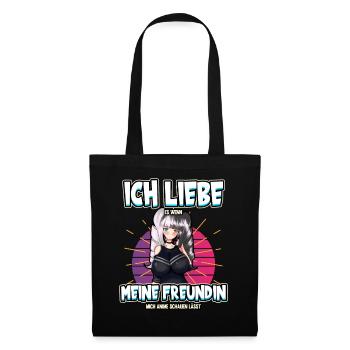 Ich liebe mein Freundin Anime Baka Otaku Manga - Stoffbeutel - Schwarz - Vorne