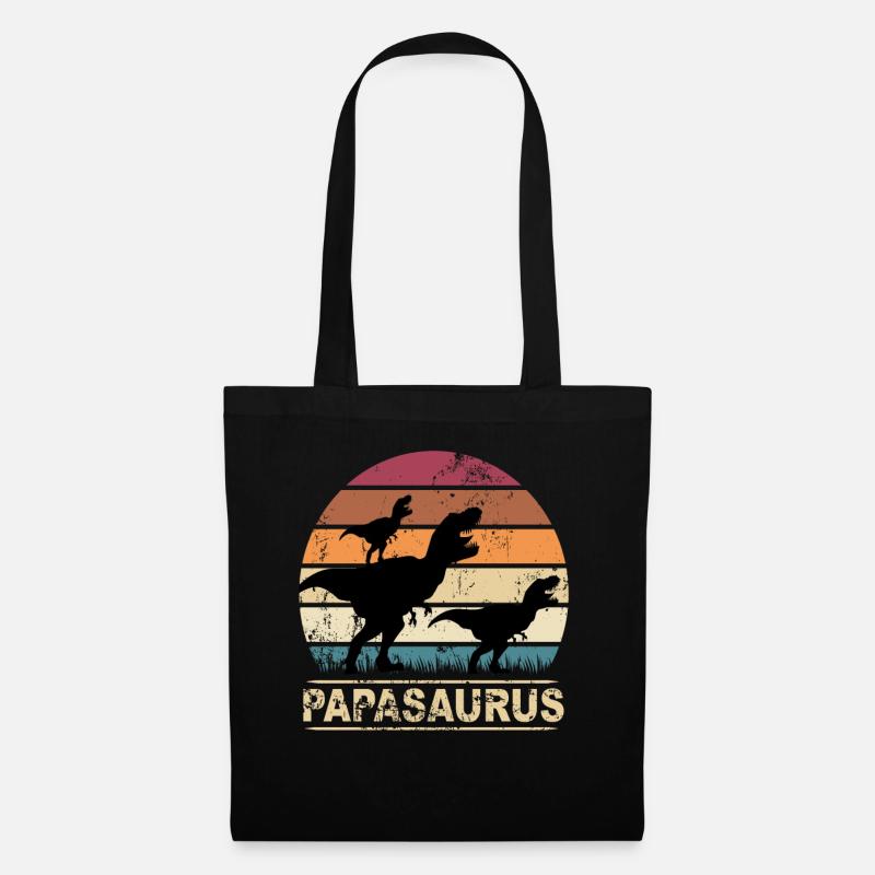 Papasaurus Dinosaurier Kinder Dinos Geschenk - Stoffbeutel - Schwarz