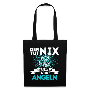 DER TUT NIX DER WILL NUR ANGELN - Lustiges Angel - Stoffbeutel - Schwarz - Vorne