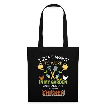 Jardin jardin jardinier poulet poulet paysan plantes - Sac en tissu - noir - Devant