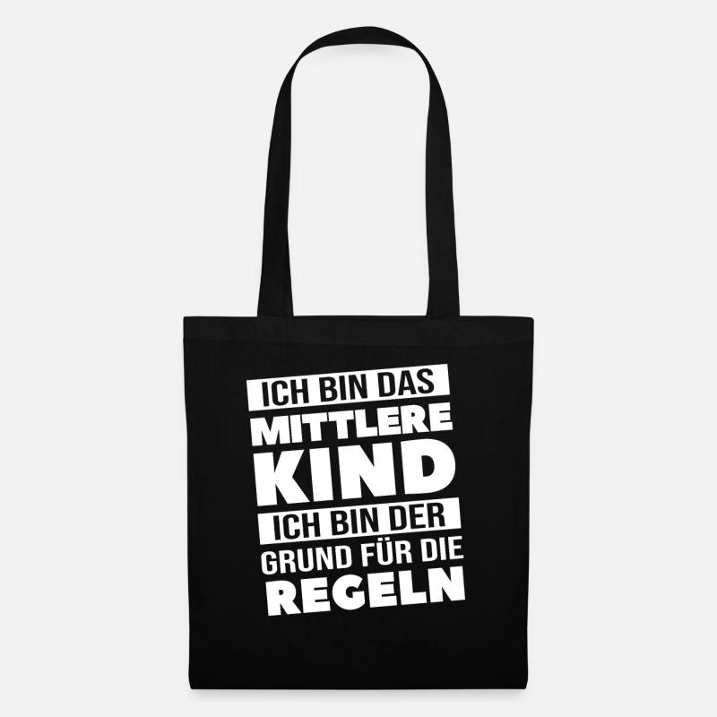 Mittleres Kind Geschwister Geschenk - Stoffbeutel - Schwarz