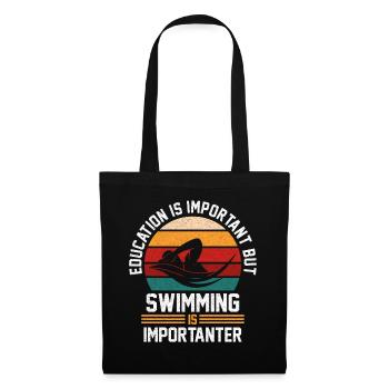 Schwimmteam Rettungsschwimmer Geschenk - Stoffbeutel - Schwarz - Vorne