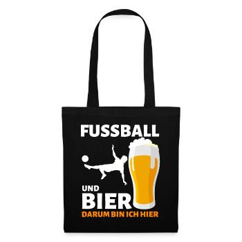 FUSSBALL & BIER !!! LUSTIGER FUBA KREISLIGA SPRUCH - Stoffbeutel - Schwarz - Vorne