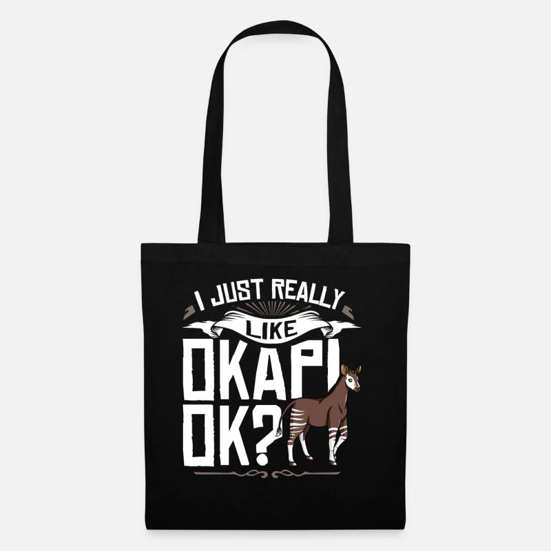 Okapi Waldgiraffe Giraffe Afrikanisches Zebra - Stoffbeutel - Schwarz