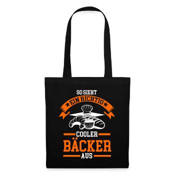 Bäcker Bäckermeister Geschenk - Stoffbeutel - Schwarz - Vorne