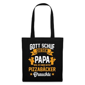 Pizzabäcker Papa Pizza Vatertag Geschenk - Stoffbeutel - Schwarz - Vorne