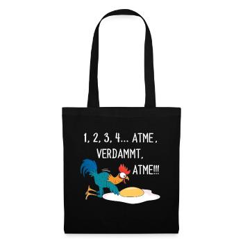 Huhn Hühner Hahn Lustige Sprüche Geschenk - Stoffbeutel - Schwarz - Vorne