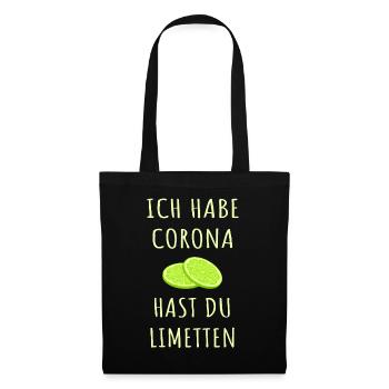 Corona Limetten Spruch - Stoffbeutel - Schwarz - Vorne