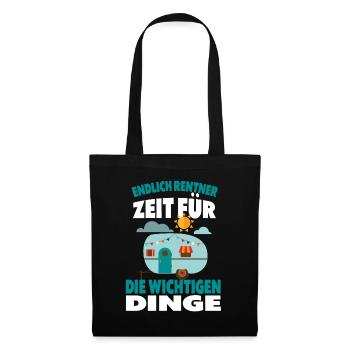 Endlich Rentner Camping Rentner - Stoffbeutel - Schwarz - Vorne