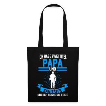 Sanitäter Papa Notfallsanitäter Vatertag - Stoffbeutel - Schwarz - Vorne