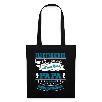 Elektoniker Papa Geschenk zur Geburt - Stoffbeutel - Schwarz - Vorne