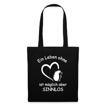 Igel Spruch Herz Stacheltier Stacheligel Geschenk - Stoffbeutel - Schwarz - Vorne