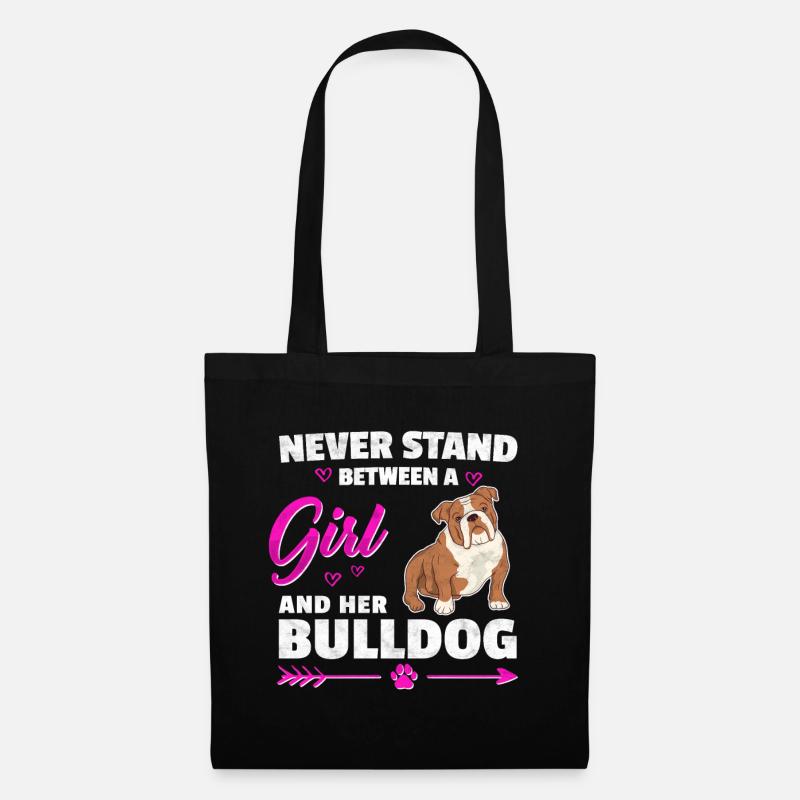 Mädchen mit Olde English Bulldogge Spruch - Stoffbeutel - Schwarz