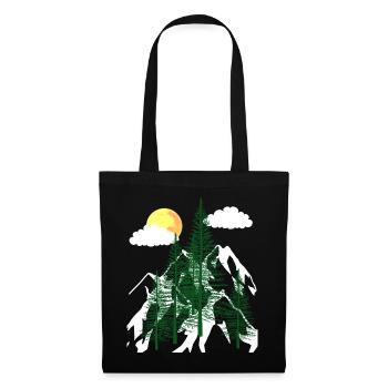 Wilderness Forest Trees Fir Trees Nature Mountains Mountains - Tote Bag - black - Front