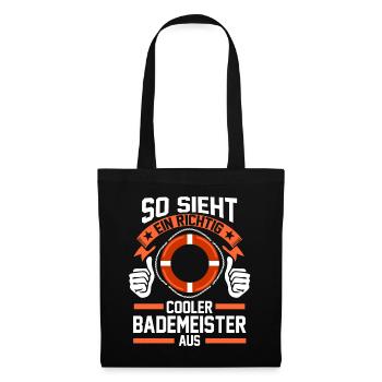 Bademeister Schwimmbad Schwimmlehrer - Stoffbeutel - Schwarz - Vorne