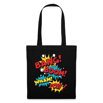 Bang Boom Pow Wham - Bulles de parole comiques - Sac en tissu - noir - Devant