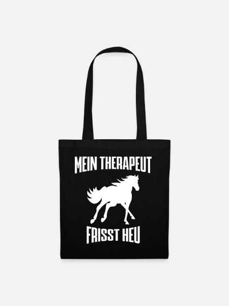 MEIN THERAPEUT FRISST HEU - PFERD - Stoffbeutel - Schwarz