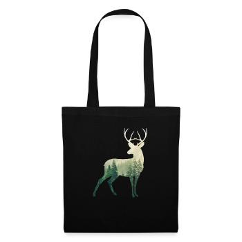Hirsch - Stoffbeutel - Schwarz - Vorne