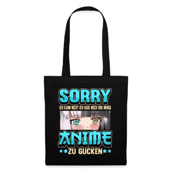 Anime Otaku Weeb Merch Figur Cosplay Manga Lustig - Stoffbeutel - Schwarz - Vorne
