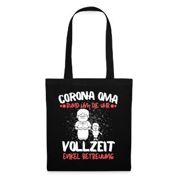 CORONA OMA - OMA ENKEL BETREUUNG IN VOLLZEIT - Stoffbeutel - Schwarz - Vorne