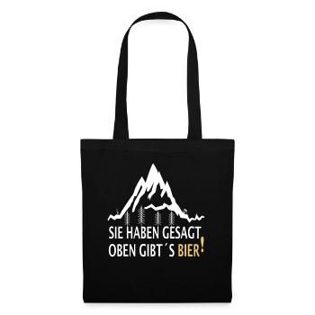Outdoor Trekking Berg Wandern Bier Spruch - Stoffbeutel - Schwarz - Vorne